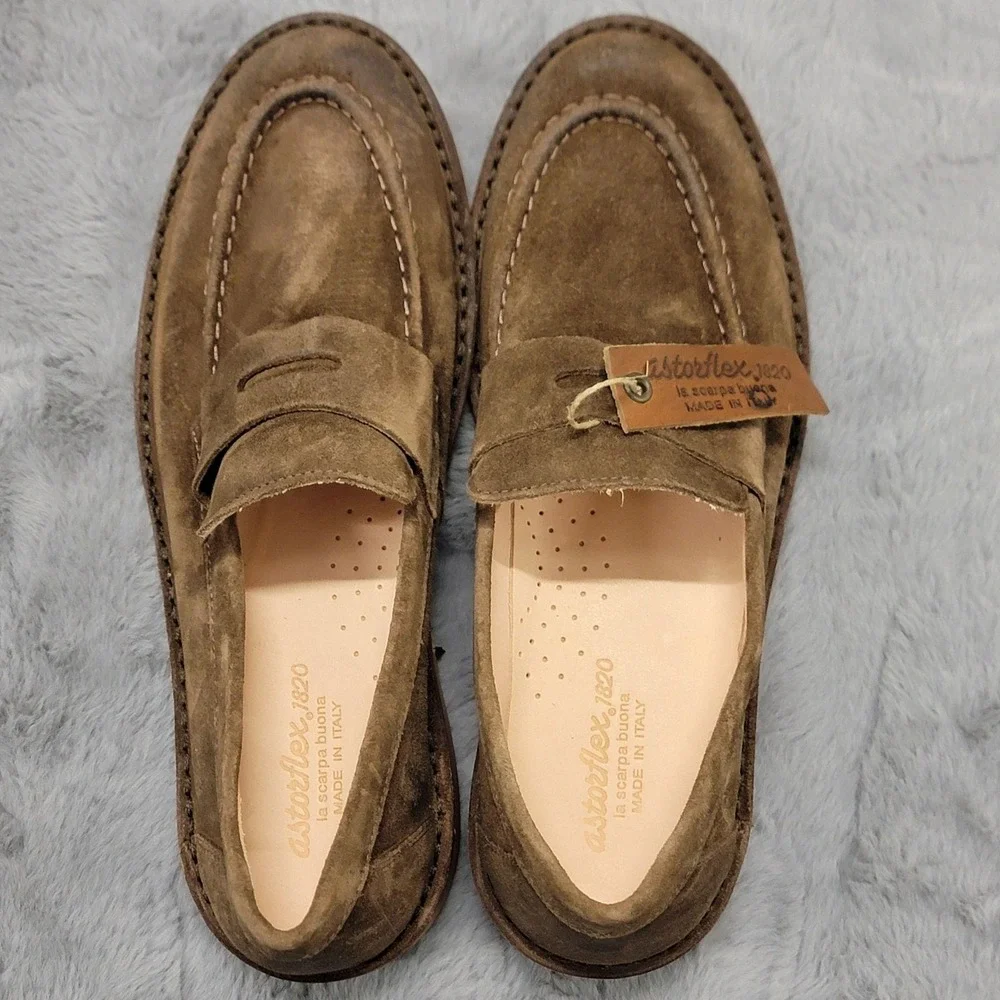 Astorflex Mokaflex Shoes Mens US 9.5 EU 43 Brown Suede Penny Loafers Italy